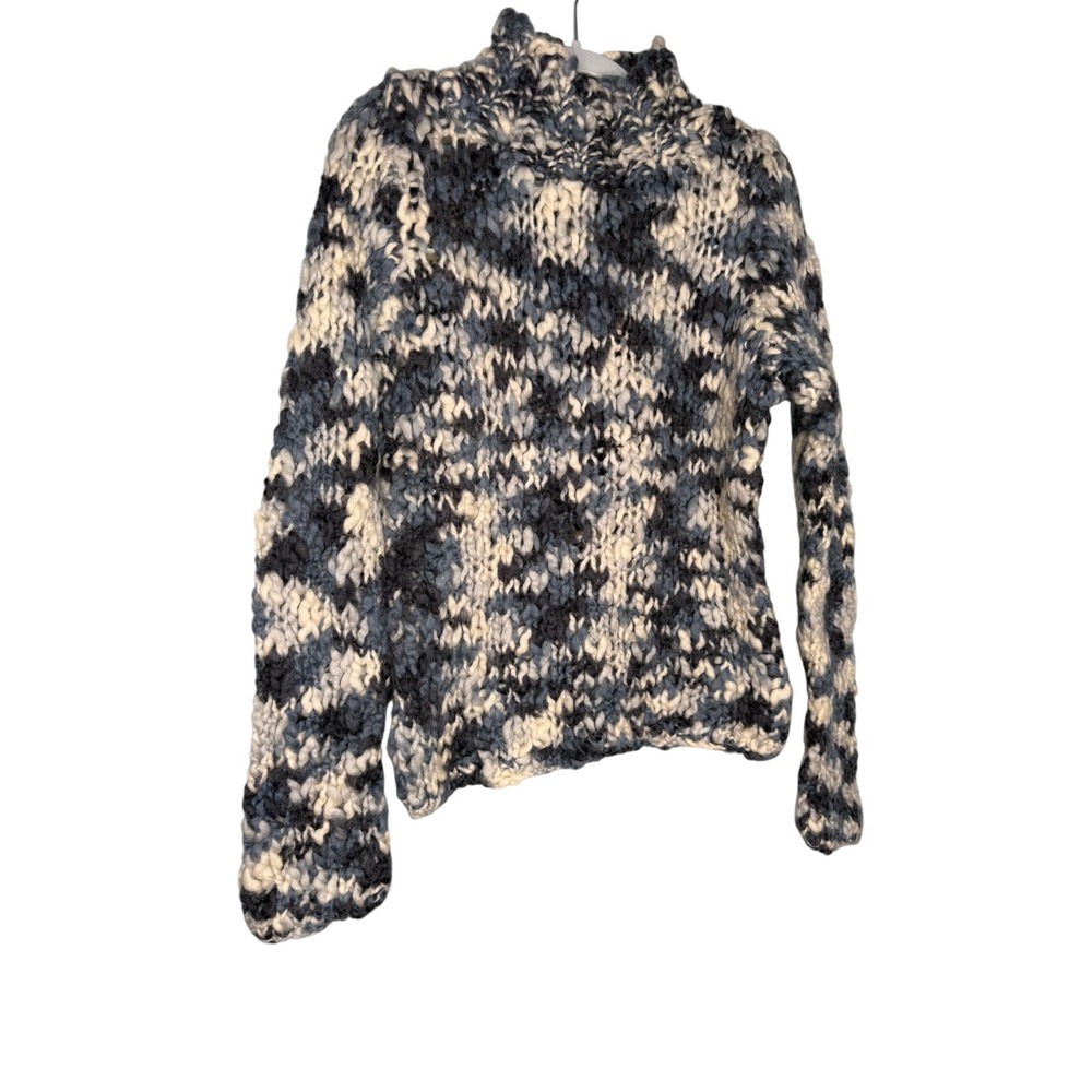 Polo Jeans Co Ralph‎ Lauren Chunky Hand Knit Wool Sweater Marled Mock Neck Cozy